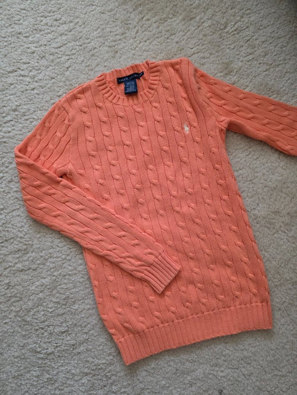 RAPLH LAUREN orange cable knit sweater